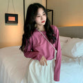 Img 2 - Long Sleeved T-Shirt Undershirt Women Korean Loose All-Matching Solid Colored Popular Inspired Tops ins