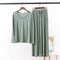 Modal Plus Size Korean V-Neck Long Sleeved Wide-legged Pants Two-Piece Sets Loungewear Sleepwear