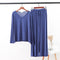 Modal Plus Size Korean V-Neck Long Sleeved Wide-legged Pants Two-Piece Sets Loungewear Sleepwear