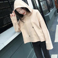 Cotton Sweatshirt Thin Women Long Sleeved Hooded Korean Loose High Waist Tops Outerwear