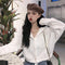 IMG 110 of Tops Drawstring Hooded Sweatshirt Women Loose Korean Lazy Short Knitted Sweater Outerwear