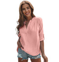 Img 4 - V-Neck Long Sleeved Solid Colored Casual Women Blouse