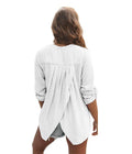 V-Neck Long Sleeved Solid Colored Casual Women Blouse