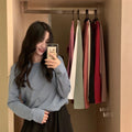 Long Sleeved T-Shirt Matching Women Korean Loose All-Matching Solid Colored Popular Inspired Tops ins Outerwear