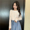IMG 117 of Long Sleeved T-Shirt Undershirt Women Korean Loose All-Matching Solid Colored Popular Inspired Tops ins Outerwear