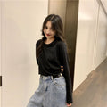 IMG 121 of Long Sleeved T-Shirt Undershirt Women Korean Loose All-Matching Solid Colored Popular Inspired Tops ins Outerwear