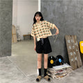 IMG 107 of Short Sleeve Women insShort Korean Drawstring Bare Belly bmHigh Waist Tops Knitted Polo Tee Outerwear