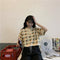 IMG 103 of Short Sleeve Women insShort Korean Drawstring Bare Belly bmHigh Waist Tops Knitted Polo Tee Outerwear