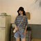 IMG 114 of Short Sleeve Women insShort Korean Drawstring Bare Belly bmHigh Waist Tops Knitted Polo Tee Outerwear