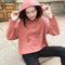 Cotton Sweatshirt Thin Women Long Sleeved Hooded Korean Loose High Waist Tops Outerwear