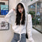 IMG 112 of Tops Drawstring Hooded Sweatshirt Women Loose Korean Lazy Short Knitted Sweater Outerwear