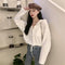 IMG 109 of Tops Drawstring Hooded Sweatshirt Women Loose Korean Lazy Short Knitted Sweater Outerwear