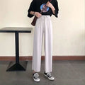 Img 7 - Drape Wide Leg Pants Women High Waist Slim-Look Casual Loose Student Ankle-Length Straight Culottes