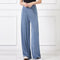 Img 2 - Floor Length Women Korean High Waist Loose Thin Slimming Cozy Ice Silk Wide Leg Pants