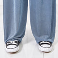 Img 7 - Floor Length Women Korean High Waist Loose Thin Slimming Cozy Ice Silk Wide Leg Pants