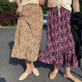 Img 4 - Summer / Vintage Printed Chiffon Floral Mid-Length High Waist Skirt A-Line Skirt