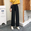 Img 8 - Drape Wide Leg Pants Women High Waist Slim-Look Casual Loose Student Ankle-Length Straight Culottes