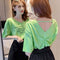 Img 6 - T-Shirt Women Short Sleeve Niche Trendy V-Neck Bare Back Plus Size Tops ins