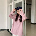 Long Sleeved T-Shirt Matching Women Korean Loose All-Matching Solid Colored Popular Inspired Tops ins Outerwear