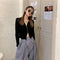 Img 9 - Tops Korean INS Sexy Zipper Polo Collar Long Sleeved Knitted Short Women Cardigan