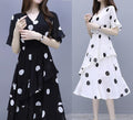 Img 1 - Europe Trendy Women Summer Korean Plus Size Elegant Loose Young Look Poker Dot A-Line Dress
