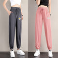 Img 3 -Sport Pants Women Daisy Ice Silk Lantern Loose Jogger Embroidered Flower Casual Drape Anti Mosquito Cool Pants