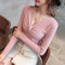 Img 6 - Slimming Long Sleeved Solid Colored V-Neck Sweater Women Pullover