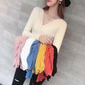 Img 3 - Slimming Long Sleeved Solid Colored V-Neck Sweater Women Pullover