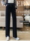 Img 9 - Wide Leg Korea Casual Women High Waist Loose Floor Length Straight Pants