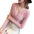 Img 5 - Slimming Long Sleeved Solid Colored V-Neck Sweater Women Pullover