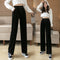 Img 5 - Wide Leg Korea Casual Women High Waist Loose Floor Length Straight Pants