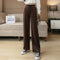 Img 1 - Wide Leg Korea Casual Women High Waist Loose Floor Length Straight Pants