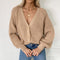 Img 6 - Europe Women Cardigan Solid Colored V-Neck Lantern Sleeve Button Knitted Tops Sweater