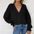 Img 4 - Europe Women Cardigan Solid Colored V-Neck Lantern Sleeve Button Knitted Tops Sweater