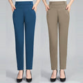 Img 9 - Women Pants Long High Waist Loose Straight Mom Elastic Plus Size Stretchable Casual Pants