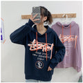 Img 8 - Hooded Japanese Street Style Hip-Hop Alphabets Printed Loose Student Young Sweatshirt Women
