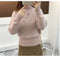 IMG 124 of Sweater Undershirt Women Korean Solid Colored Half-Height Collar Long Sleeved Loose Tops Outerwear