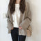Korean Solid Colored Sweater Cardigan Women Trendy Slim Look All-Matching V-Neck Button Outerwear