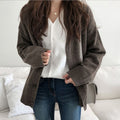 Korean Solid Colored Sweater Cardigan Women Trendy Slim Look All-Matching V-Neck Button Outerwear