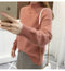IMG 106 of Sweater Undershirt Women Korean Solid Colored Half-Height Collar Long Sleeved Loose Tops Outerwear