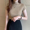 Img 3 - Half-Height Collar Women Short Sleeve Fitted Slimming Tops Sweater