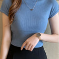 Img 10 - Half-Height Collar Women Short Sleeve Fitted Slimming Tops Sweater