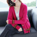 IMG 154 of Women Sweater V-Neck Mix Colours Long Sleeved Cultural Style Cardigan Western Outerwear