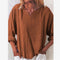 Img 10 - Women Trendy Casual Cotton Solid Colored Loose Vintage Long Sleeved V-Neck Shirt Blouse