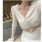 Img 3 - Thin Stretchable Silk Knitted Cardigan Women Summer Korean Short Matching Long Sleeved Tops