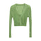 Thin Stretchable Silk Knitted Cardigan Women Summer Korean Short Matching Long Sleeved Tops Outerwear