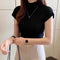 Img 9 - Half-Height Collar Women Short Sleeve Fitted Slimming Tops Sweater