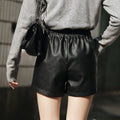 Img 3 - Women Trendy Loose Wide Leg A-Line All-Matching Slim-Look High Waist Leather Pants Outdoor Shorts