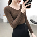 Img 13 - Women Western V-Neck Long Sleeved All-Matching Fitted Sweater