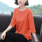 Summer Korean Short Sleeve T-Shirt Women Three-Quarter Length Sleeves Tops Matching Long Sleeved Mom Loose Plus Size T-Shirt